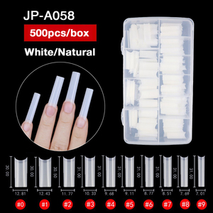 Blanc XL plat carré No C Stickons ongles Gel conseils demi-couverture bâton sur presse sur ongles artificiels conseils conception transparente ABS - Product Image 1