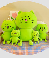 Peluche chat vert avec rembourrage en coton PP, douce, grande taille, pour câliner et soulager l'anxiété, utilisable comme oreiller