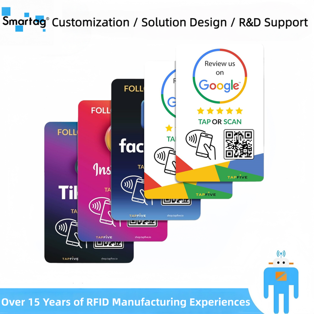 Google Review Tap Cards Instagram Reusable NFC & QR Facebook TikTok All Phones Compatible