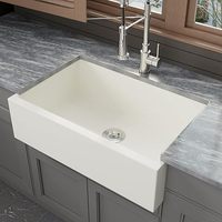 Évier de cuisine en composite de granit, style ferme, 32 pouces, blanc, à tablier, à cuve unique, blanc, évier simple pour armoire