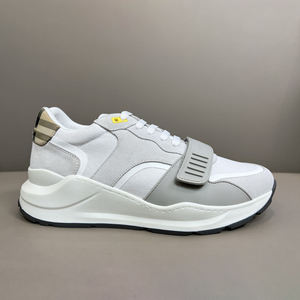 Thick mesh sports shoes, in solid color design, with rounded <b>toe</b> shape, laced closure, and with footrest <b>support</b> function. - Product Image 1