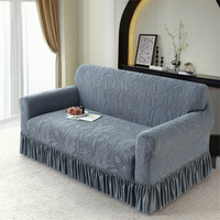 Jupe élastique à motif de feuilles jacquard ensemble de housses de canapé 1 2 3 places en forme de L pour le salon vente en gros