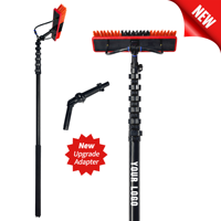 Kit de nettoyage de panneaux solaires avec perche télescopique à alimentation en eau, brosse extensible haute portée pour vitres, toits et véranda