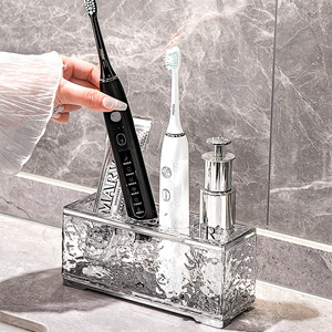 Yimijia Glacier Pattern Toothbrush Holder Rectangular Plastic Freestanding Bathroom Storage Rack - Product Image 2