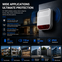 Sirena Inalámbrica para Exteriores, Alimentada por Batería, Sistema de Alarma de Seguridad, Luz Estroboscópica Intermitente, Sonido de Alarma para Hogar y Comercios, Alarma Antirrobo
