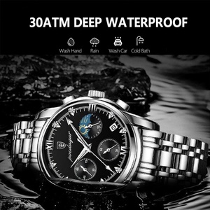 Montre pour homme POEDAGAR, chronographe sport, mode, date, quartz, montre-bracelet haut de gamme, étanche, lumineuse, bracelet en acier - Product Image 6