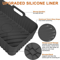 Revêtement de friteuse à air en silicone de qualité alimentaire, rectangulaire, réutilisable, pour friteuse à air double panier Ninja DZ201, accessoires
