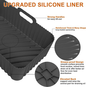 Tappetino in silicone alimentare rettangolare riutilizzabile per <span class=keywords><strong>friggitrice</strong></span> <span class=keywords><strong>ad</strong></span> <span class=keywords><strong>aria</strong></span>, accessorio per <span class=keywords><strong>friggitrice</strong></span> <span class=keywords><strong>ad</strong></span> <span class=keywords><strong>aria</strong></span> Ninja Dual Basket DZ201 - Product Image 3