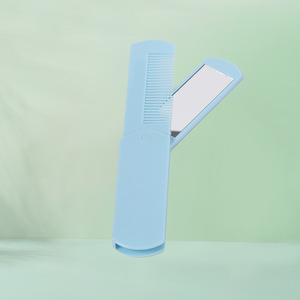 Factory Wholesale Price Cute Printed Promotional Gifts Folding Hair Brush Mirror Mini Compact Glass Mirror