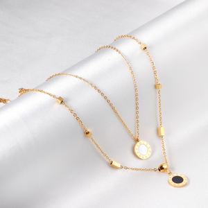 Collar con Colgante de Concha Natural y Múltiples Cadenas Redondas Chapadas en Oro de 18K al por Mayor para Mujer - Product Image 4