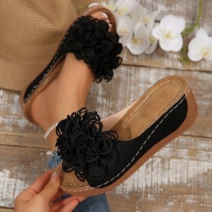 Sandalias de Plataforma con Punta Abierta para Mujer, Verano 2026, Decoración Floral, Sandalias Deslizantes Modernas y Sexys con Parte Superior de PU y Suela de Goma - Product Image 4
