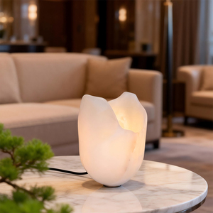 Lámpara de Mesa LED de Mármol Blanco Ecológica de Estilo Moderno con Pantalla Translúcida Natural - Product Image 3