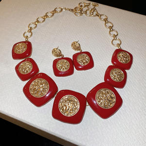 Wholesale Square Shaped Pendant Necklace Earrings <b>set</b> for Women Luxury Party <b>Dinner</b> Jewelry <b>Set</b> - Product Image 4
