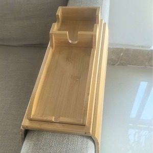Bamboo <b>Sofa</b> Armrest <b>Tray</b> Foldable Storage Living Room Snack Plate - Product Image 3