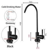 Robinet de filtre à eau noir en acier inoxydable 304 pour évier de cuisine, système de purification par osmose inverse RO, pour consommation directe, direct usine