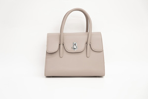 <b>Brown</b> Leather Look Handbag, Structured Tote Bag, Flap Purse with Metal Lock for Office Daily Use - Product Image 5