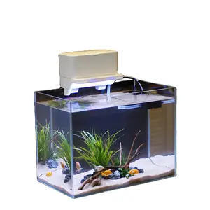 Polebing-filtro de energía para acuario con iluminación LED, filtración silenciosa para pecera y tanque de tortuga, con bomba de agua de 3W incluida