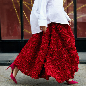 <span class=keywords><strong>Gonna</strong></span> <span class=keywords><strong>Lunga</strong></span> Elegante <span class=keywords><strong>Rossa</strong></span> Invernale 2025, Design Unico a Vita Alta, Abito da Sera Ispirato alla Moda Femminile con <span class=keywords><strong>Gonna</strong></span> a Petalo - Product Image 2