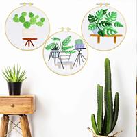 Kit de broderie DIY fait main à motif végétal, matériel en tissu pour débutants pour réaliser des points de croix - Vente chaude