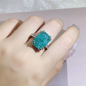 New Ice Flower Cut Cubic Zirconia <b>Ring</b> Fashion Simulated <b>Diamond</b> Engagement <b>Ring</b> European American Women Fine Jewelry - Product Image 5