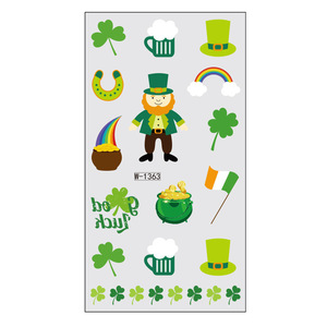 Pegatina de tatuaje para el Día de San Patricio, temporal, para rostro, impermeable, impresión digital, forma de hoja, decoración para fiestas, talla única - Product Image 2
