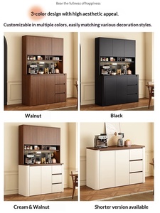 Armoire de rangement multifonctionnelle pour salon et cuisine, style ancien moyen, 3 tiroirs, panneaux de particules, porte-vin, meubles de maison - Product Image 5