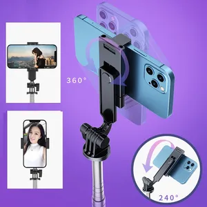 Trépied extensible 1,7 m avec anneau lumineux LED double et support miroir 4-en-1 pour téléphone (<span class=keywords><strong>iPhone</strong></span> X, 8, <span class=keywords><strong>11</strong></span>, Android) - Product Image 4