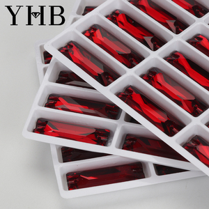 Yhb baguetee สร้อยคอลูกปัดแก้วคริสตัลทรงแฟนซีเย็บติดพลอยเทียมด้านหลังเรียบสำหรับเสื้อผ้ากระเป๋าเสื้อผ้า<span class=keywords><strong>ชุด</strong></span>แต่งงาน - Product Image 6