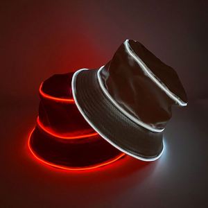 Sombrero de Pescador Luminoso LED Personalizado con Logotipo, Sombrero de Pescador Bordado con Logotipo Impreso, para Hombre y Mujer, Color Sólido, Visera Plana - Product Image 3