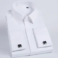Fabrika profesyonel özel iş erkek giyim dimi pamuk fransız kol düğmesi elbise gömlek