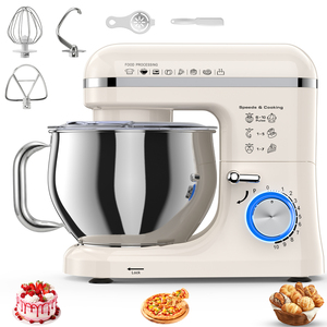 Batteur sur socle électrique 1300W 5L 10 vitesses, bol en acier inoxydable, vitesse variable, mélangeur alimentaire de cuisine avec crochet pétrisseur et fouet pour la pâtisserie - Product Image 1