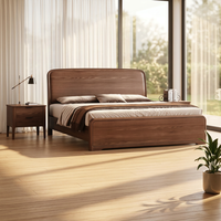 Neues Doppelbett im chinesischen Stil aus massivem Ulmenholz mit abgerundeten Ecken; geeignet für Schlafzimmer zu Hause, Hotels und Apartments.