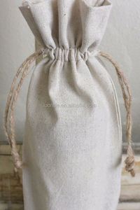 Bolsa con cordón de arpillera Personalizar Bolsa de vino de lino - Product Image 3