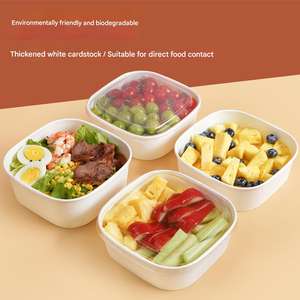 Boîtes à lunch carrées en papier kraft blanc sur mesure en gros, plateaux à fruits, boîtes bento - Product Image 4