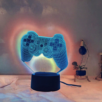 Lampe de chevet 3D de haute qualité, nouvelle arrivée, en forme de manette de jeu, à commande tactile, LED, pour salle de jeu, 7 couleurs, rechargeable par USB, à intensité variable