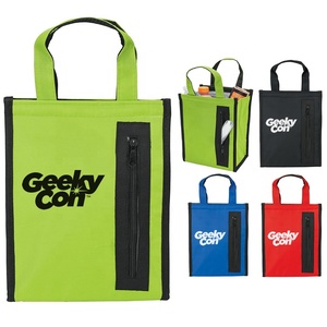 Vendita calda per bambini borsa frigo per pranzo con manico in tessuto Non tessuto refrigeratore isolato per Picnic Camping lettera 'ghiaccio' Design cibo da asporto - Product Image 5