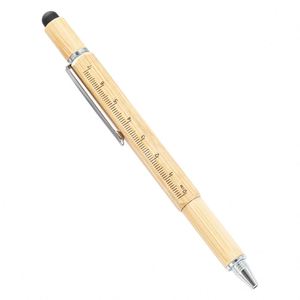 Stylo à bille en bois personnalisé 6 en 1 avec gravure personnalisée, niveau et tournevis - Product Image 3