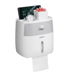 Ecoco Tissue <b>Box</b> Holder <b>Waterproof</b> Rectangular No Drilling Required Bathroom <b>Storage</b> Rack - Product Image 2