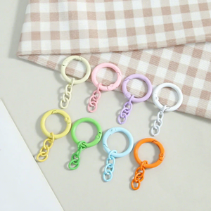 Conectores de llavero de anillo de resorte pintados en colores macaron al por mayor, fornituras de joyería DIY, anillos abiertos de cadena de 4 eslabones para bolsos - Product Image 4
