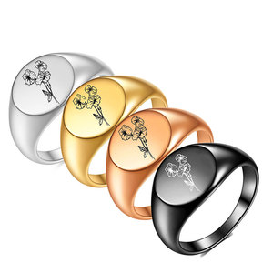 Anillos de Moda de Acero Inoxidable de 18 mm con Grabado de Flores, Joyería de Regalo para Mujer - Product Image 1
