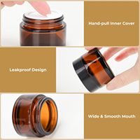 Lot de 24 pots en verre vides de 2 oz/60 g avec couvercles noirs et doublures intérieures pour contenants cosmétiques, crèmes pour le visage, lotions, onguents, bougies DIY