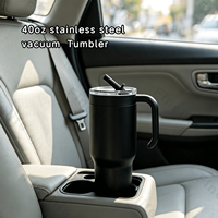 Gobelet isotherme personnalisé en acier inoxydable de 40 oz à double paroi avec poignée et couvercle à paille, tasse de voyage réutilisable