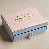 Boîte à souvenirs de luxe personnalisée pour bébé emballage en carton cadeau réutilisable conception bébés ensembles cadeaux boîte à souvenirs nouveau-né avec tiroir