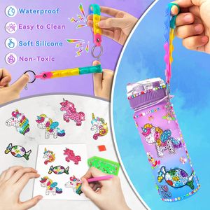 Decorare i tuoi kit di bottiglie d'acqua fai da te pittura di diamanti unicorno Gem artigianato divertenti arti e mestieri regali per ragazze giocattoli - Product Image 4