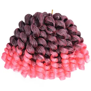 12 "Afro Wand Curls Spring Mambo Twist Jumpy Crochet Hair Trenzas Jamaica Short Curly Crochet Braid Wand Pelo trenzado sintético