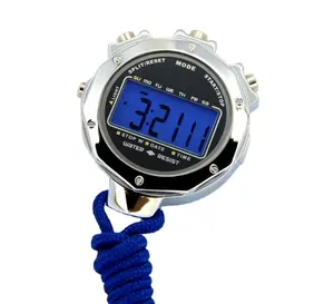 Hochwertiger digitaler wasserdichter Stoppuhr-Sport timer aus Metall mit 1/100 Präzision und farbenfroher Hintergrund beleuchtung