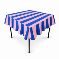 Housse de table de mahjong carrée en toile de coton sur mesure, à rayures bleues et roses, lavable, pour Mahjong américain