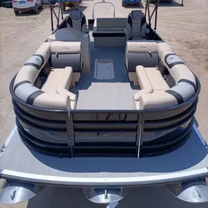 27ft 8,2 m Luxus Sportboot Fiberglas Zaun Design Tritoon Speed Wasser Cruising Ponton Boot Anpassen Schweißen Aluminium Boot