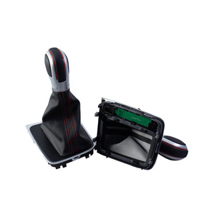 Volkswagen Golf Gear <b>Knob</b> Leather Red Stitching Ergonomic <b>Shift</b> <b>Knob</b> With Dust Cover And Led Panel - Product Image 2
