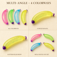 OEM Aangepaste Bananen Squishy Speelgoed Groothandel Transparante Gel Gevulde Glitter Knijp Stress Verlichtende Fruitvormige Speelgoed Distributeur